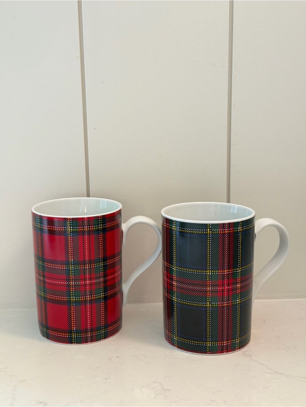 Pendleton Home Collection Tartan Plaid Flannel Coffee Mugs Set of 2 Red Navy